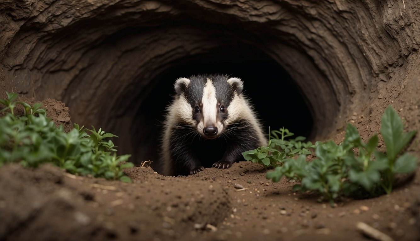 Badgers burrow deep underground, creating a network of tunnels and chambers.

They gather food, care for their young, and rest in the safety of their subterranean homes