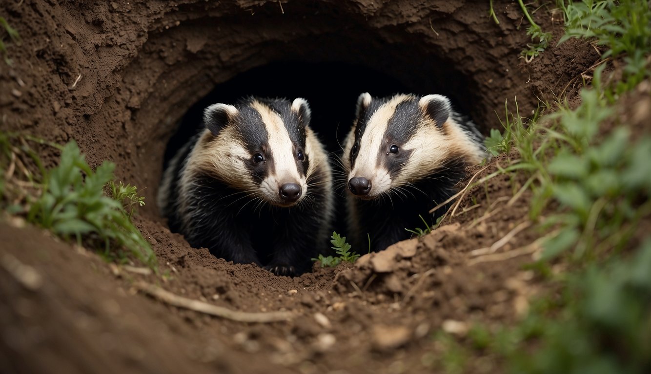 Badgers dig burrows in the earth, creating a network of underground tunnels and chambers.

The burrows provide shelter and protection for badgers and their young, as well as a habitat for other animals in the ecosystem
