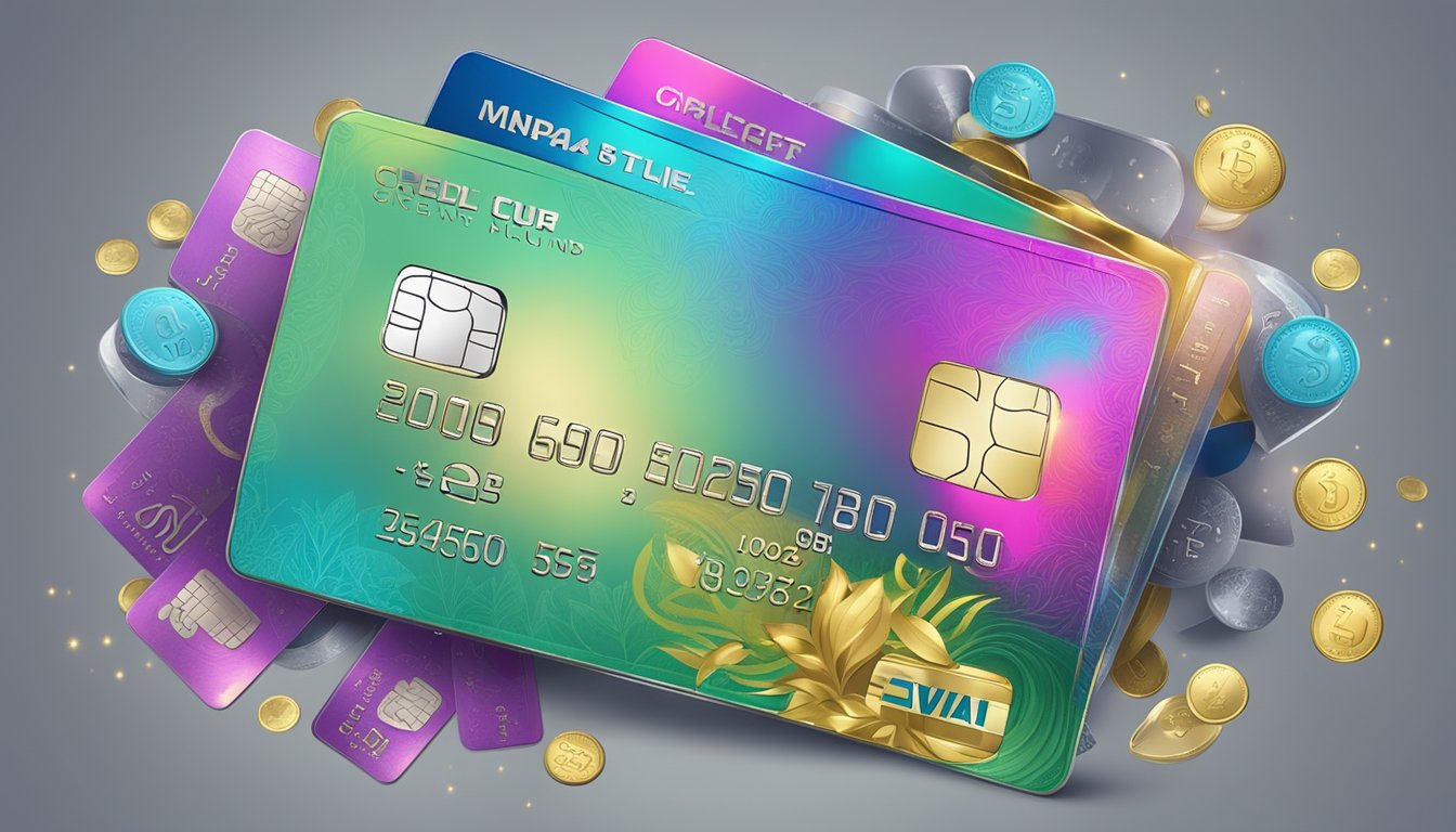 A luxurious metal credit card surrounded by opulent rewards and benefits in Singapore