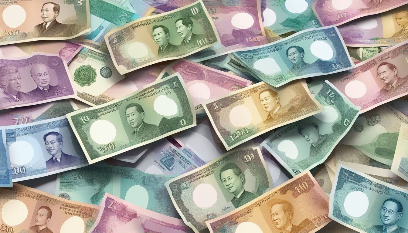 A collection of Singaporean banknotes is displayed, attracting international interest