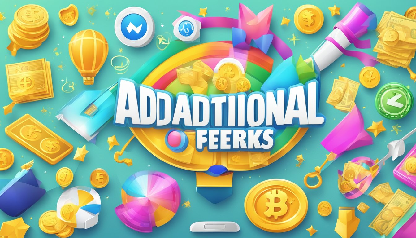 A colorful banner with "Additional Perks and Offers" displayed, surrounded by money-saving symbols and smiling emojis
