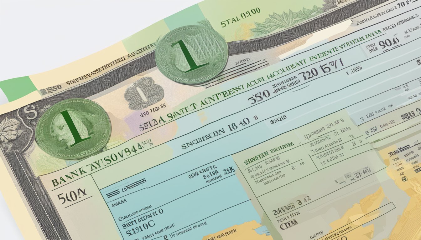 A bank statement with "special account interest rate" highlighted in Singaporean currency