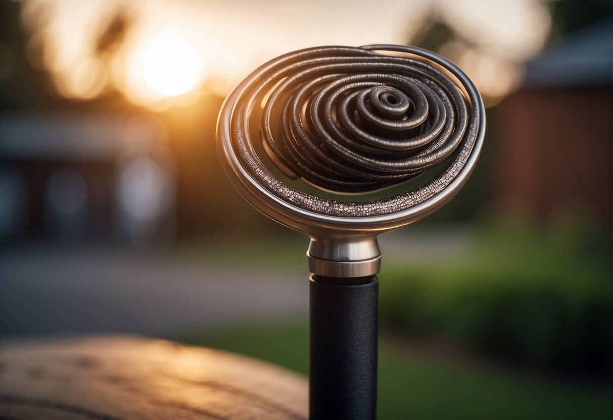 A curling iron heats up as it wraps around a strand of hair, creating a spiral shape