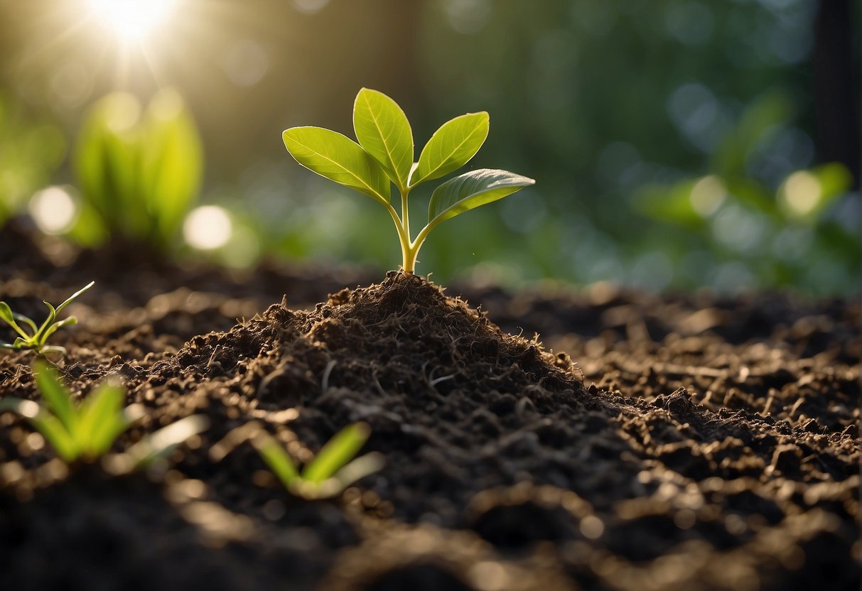 A plant's leaves grow rapidly, reaching for the sunlight, while its roots extend deeper into the soil