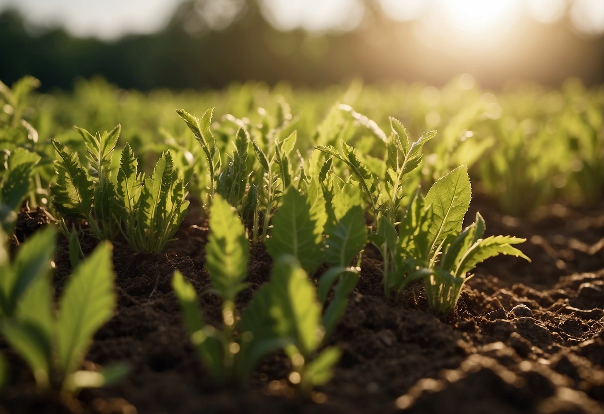 A field of vibrant, healthy plants growing rapidly under the sun, symbolizing key factors for hair growth