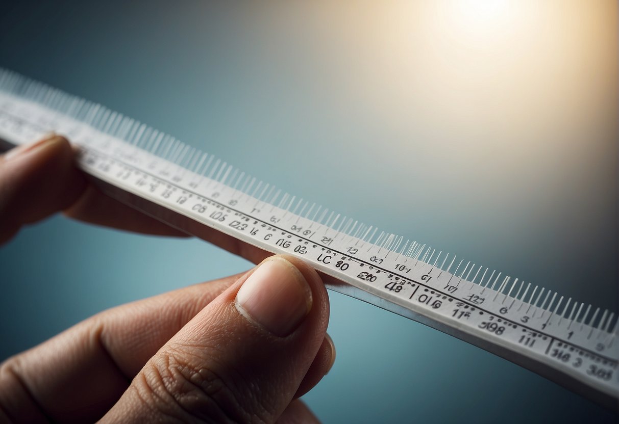 A ruler measuring hair growth over a month, with a graph showing average growth