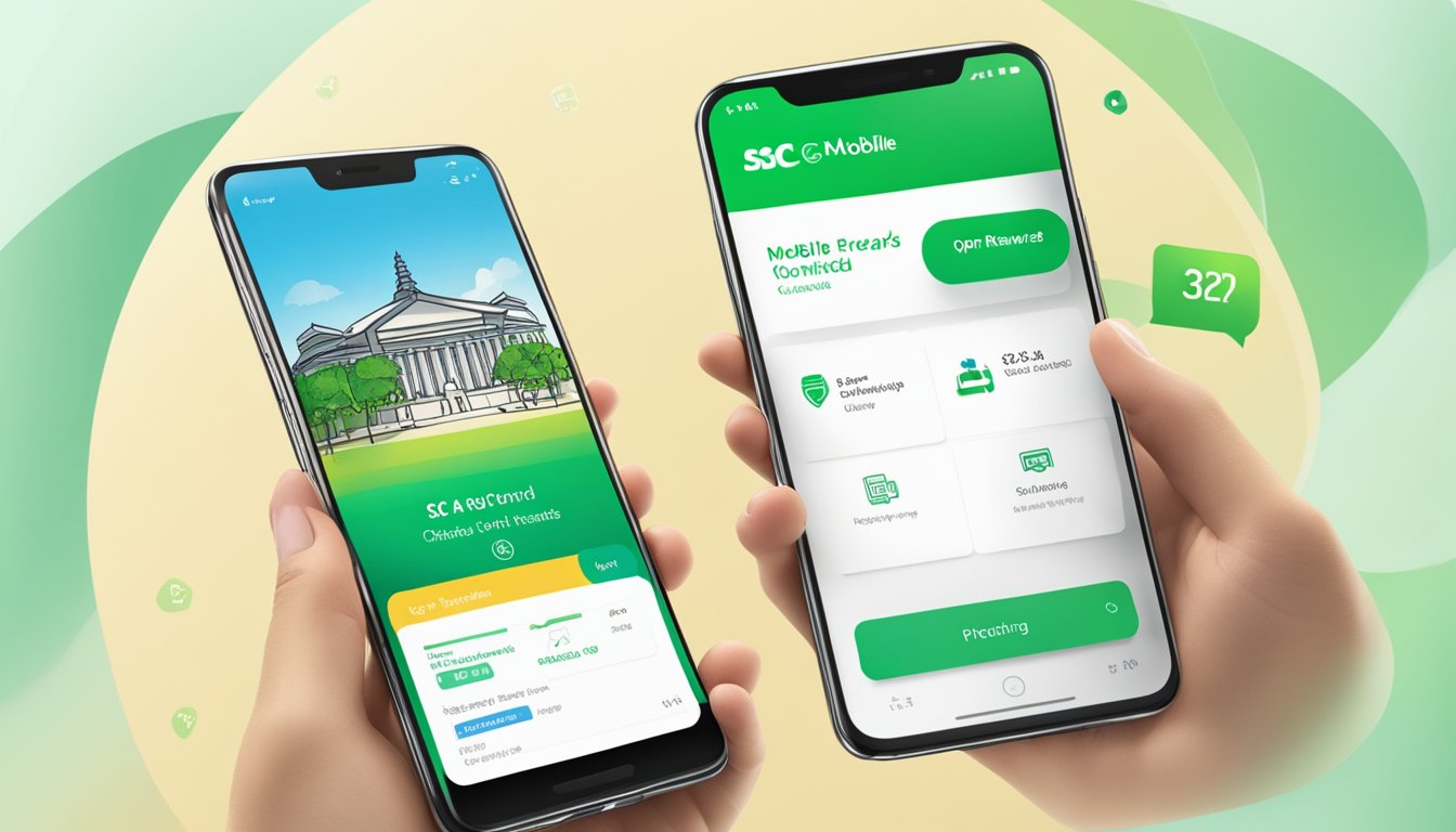 A smartphone with the SC Mobile App open, displaying the 360 Rewards program for Standard Chartered in Singapore