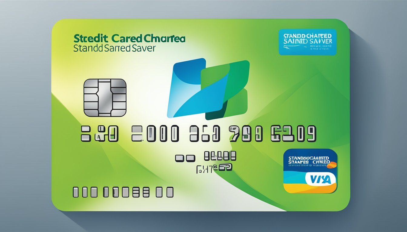 A credit card with "Standard Chartered Bonus Saver" logo surrounded by frequently asked questions in Singapore