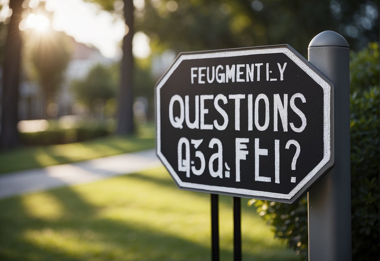 A sign with "Frequently Asked Questions" and "cómo está pelé" in bold letters