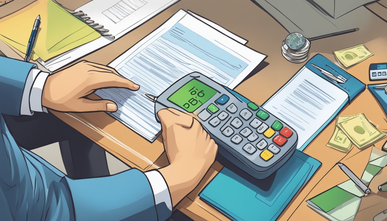 A person signing a debt consolidation agreement with Standard Chartered Bank in Singapore. Multiple debts being combined into one manageable payment