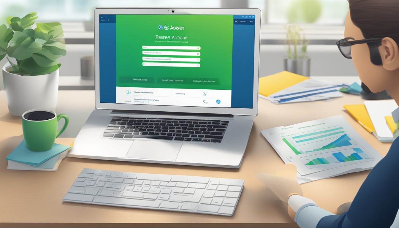 A computer screen displaying the standard chartered esaver account management interface with the accessibility options highlighted