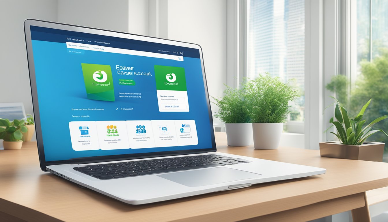 A computer screen displaying the Standard Chartered eSaver Account webpage with the interest rate prominently featured, alongside the bank's logo and branding
