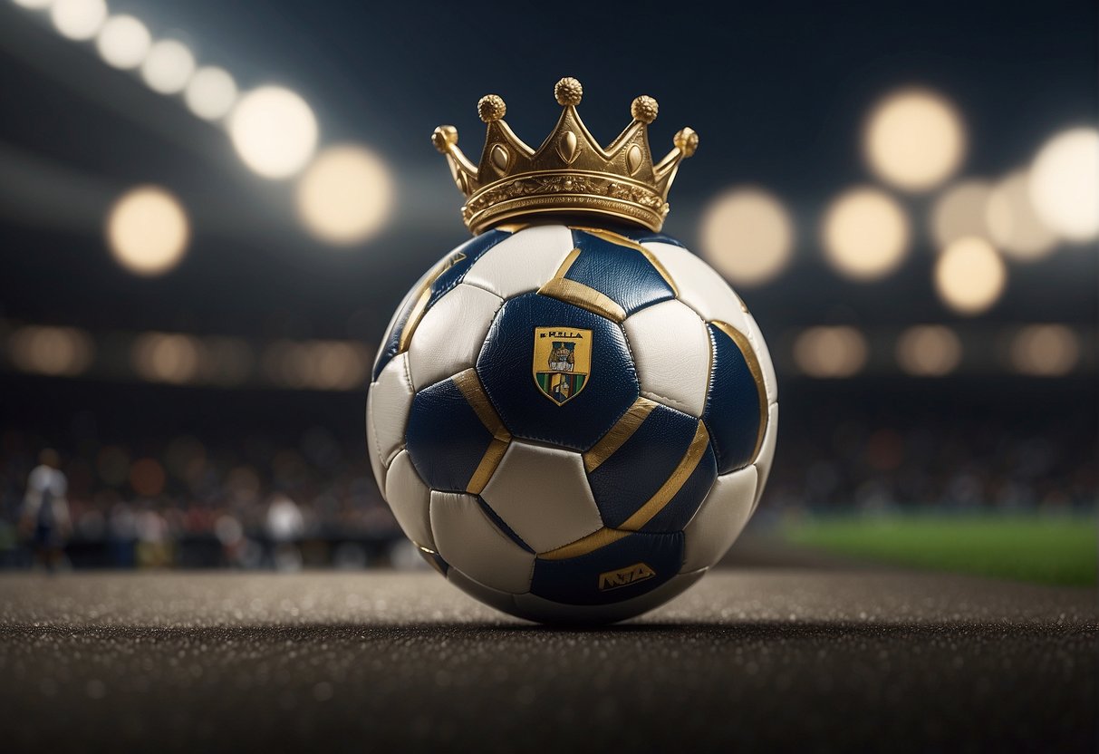 Pelé's legacy is depicted through a soccer ball and a crown, symbolizing his reign as one of the greatest footballers of all time
