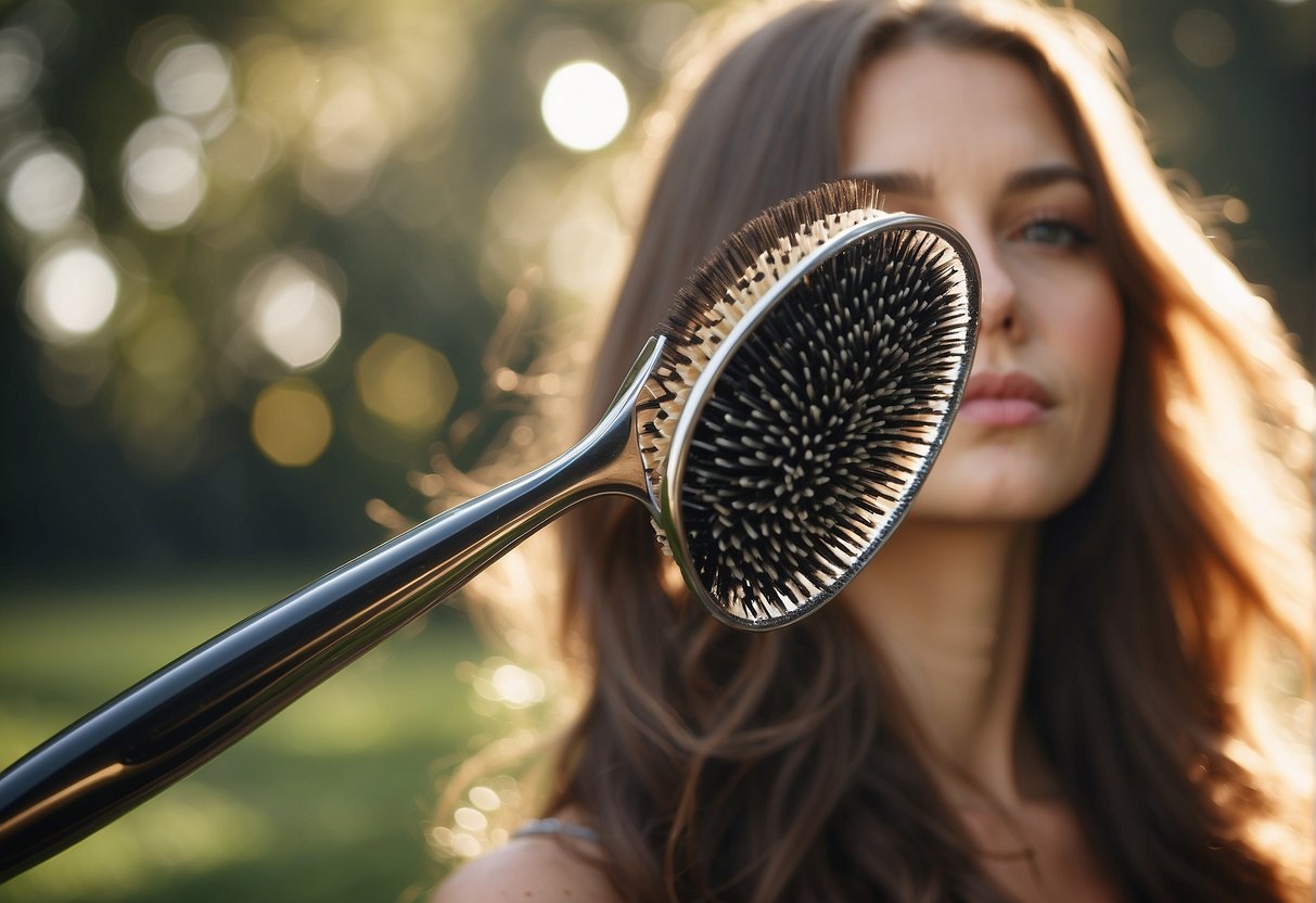 A hairbrush gliding through shiny, static-free hair
