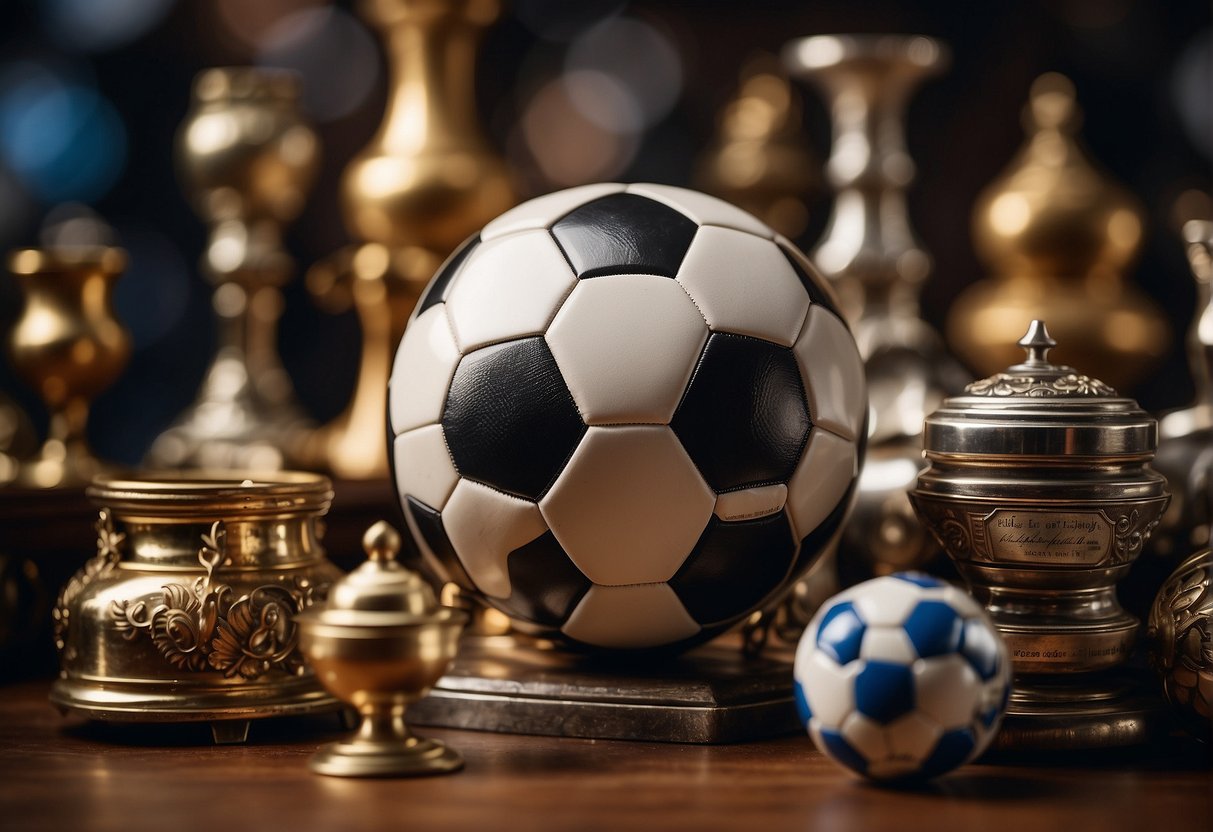 Pele's age is shown through a soccer ball surrounded by historical images and trophies