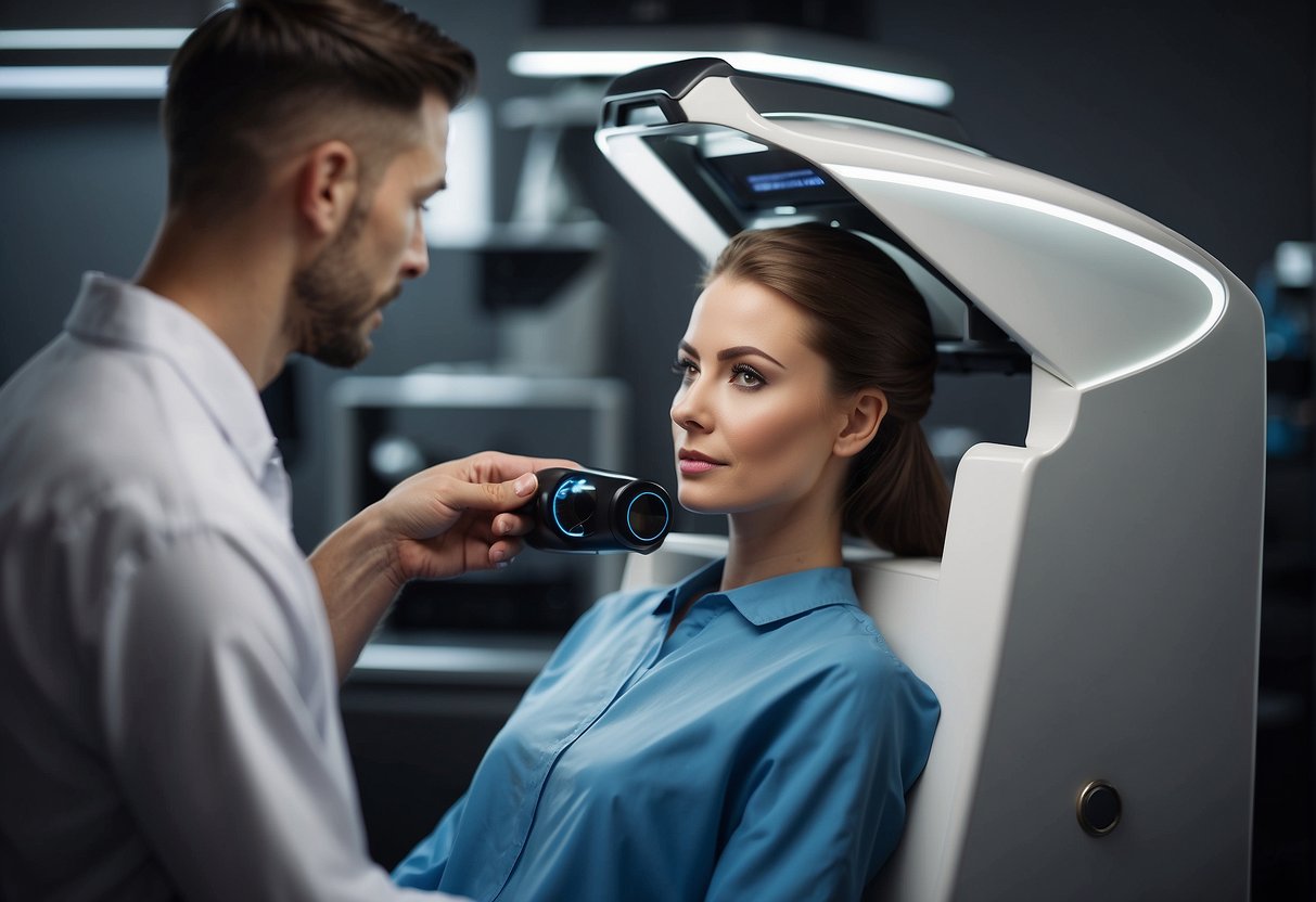 A laser machine targets and removes hair in multiple sessions. Considerations include skin type and hair color