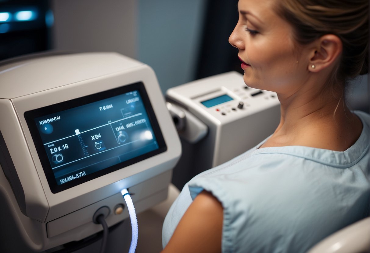 A laser machine targeting hair removal, with a counter displaying the number of sessions completed