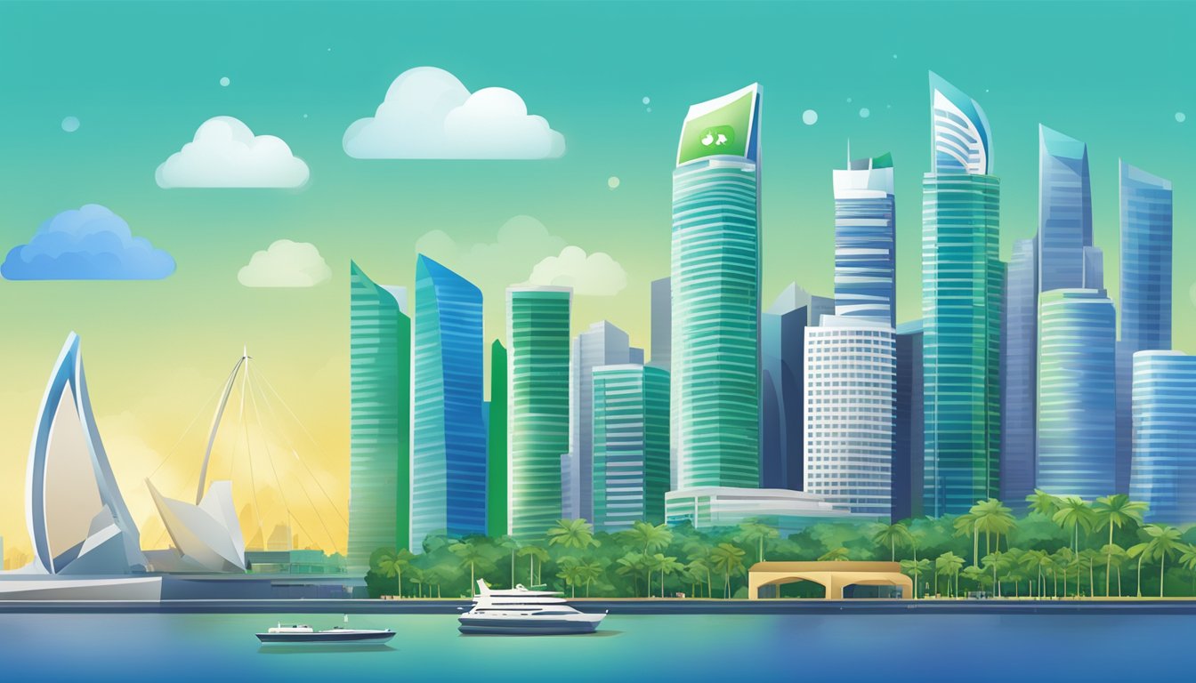 A Singapore skyline with Standard Chartered logo and a rewards points icon displayed prominently