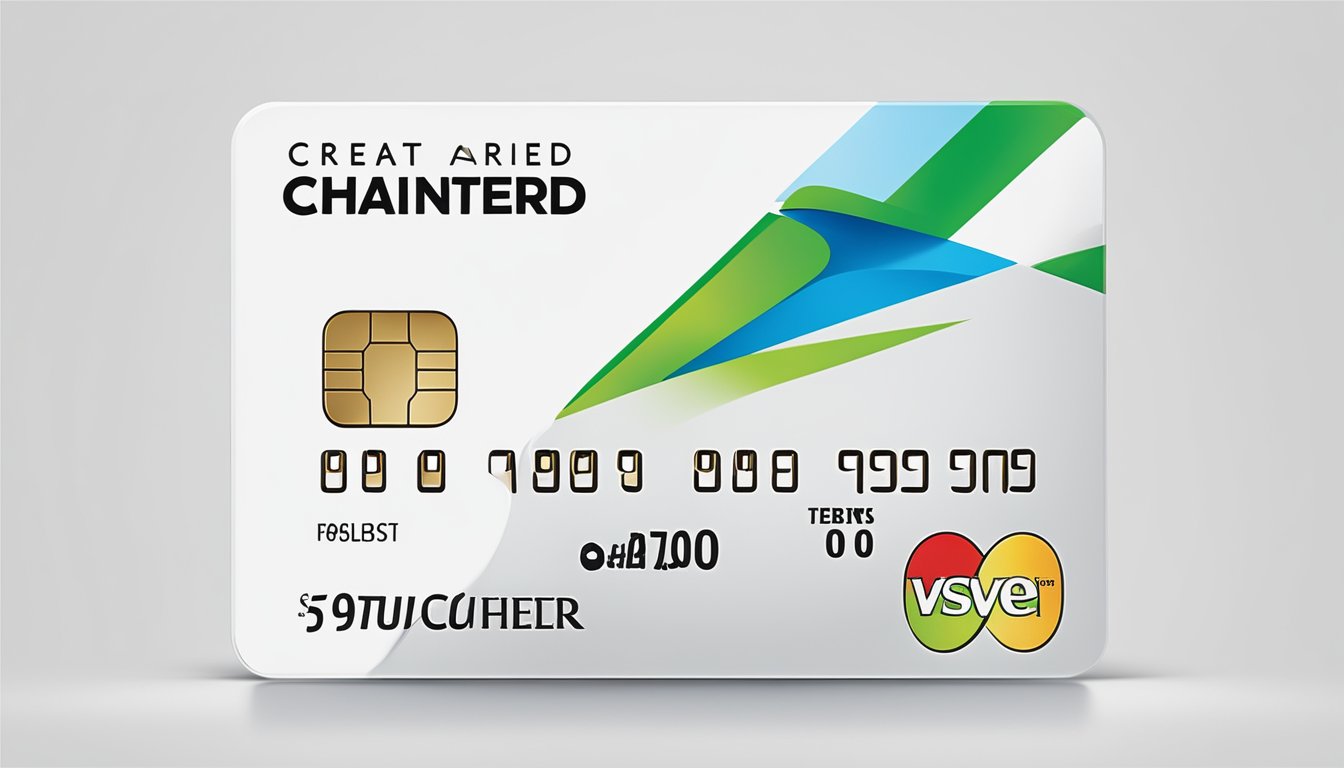 A sleek, modern credit card with the Standard Chartered Spree Card logo against a clean, white background