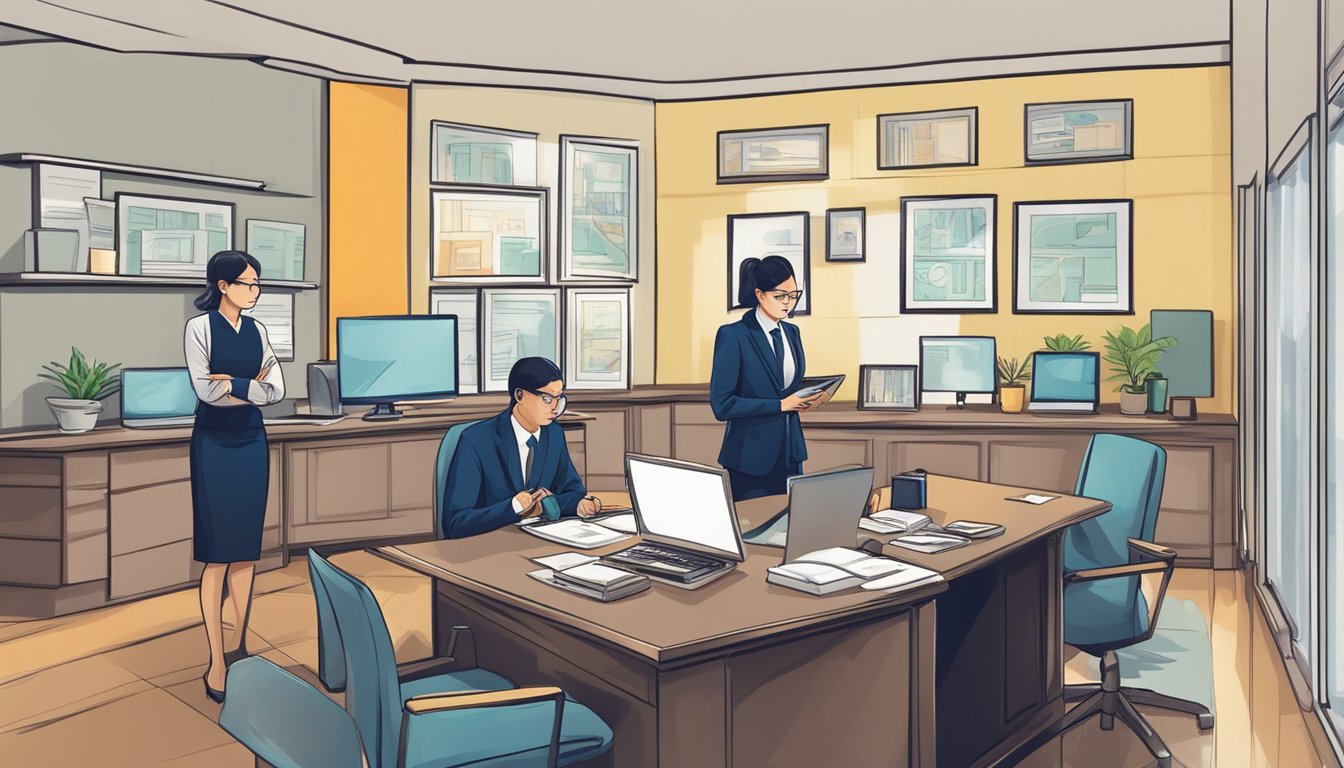 A law firm's office with a lawyer advising on different types of loans offered by licensed money lenders in Singapore
