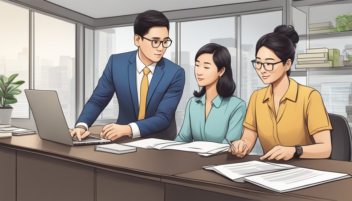 A lawyer guides a client through the loan application process at a Singapore licensed money lender