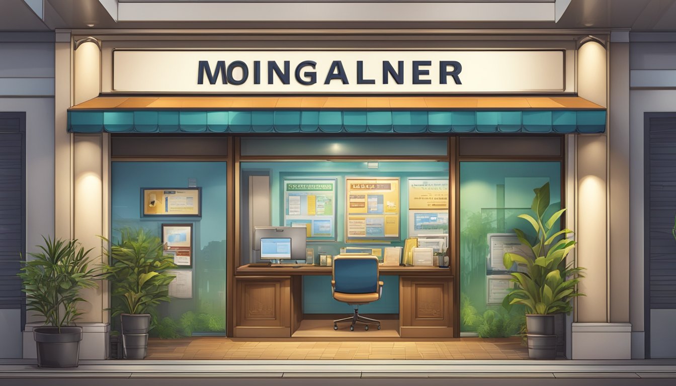 A licensed moneylender's office in Singapore, open on a holiday. The sign outside displays the official license, creating a sense of trust and reliability