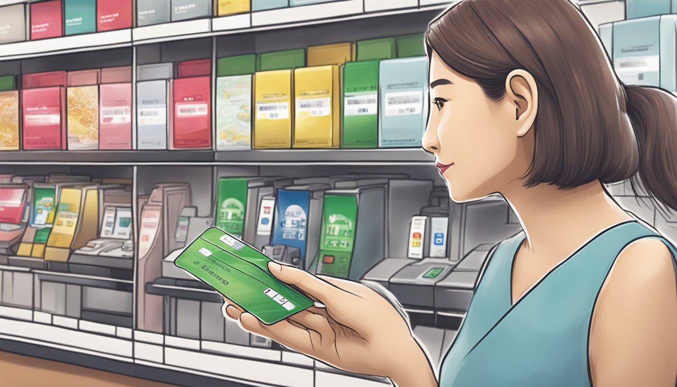A person swiping a Takashimaya DBS debit card at a merchant in Singapore