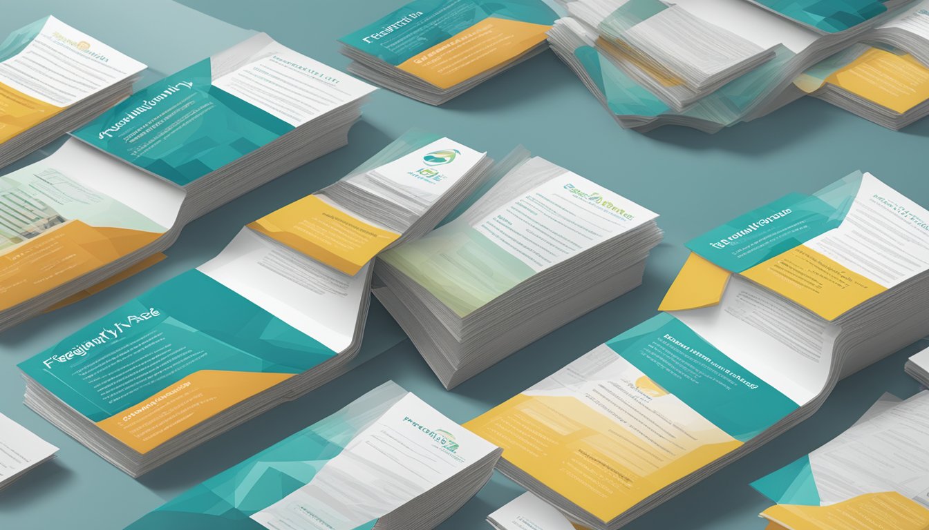 A stack of housing finance brochures with "Frequently Asked Questions" prominently displayed