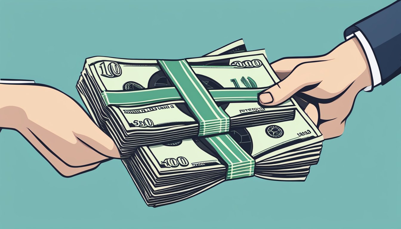 A hand holding a stack of uni dollar bills while converting them into miles in Singapore