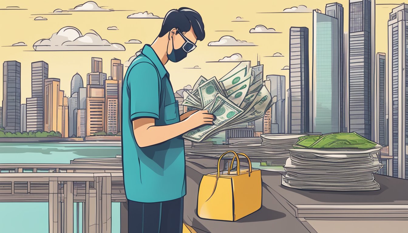 A person efficiently converting Uni dollars to miles in Singapore