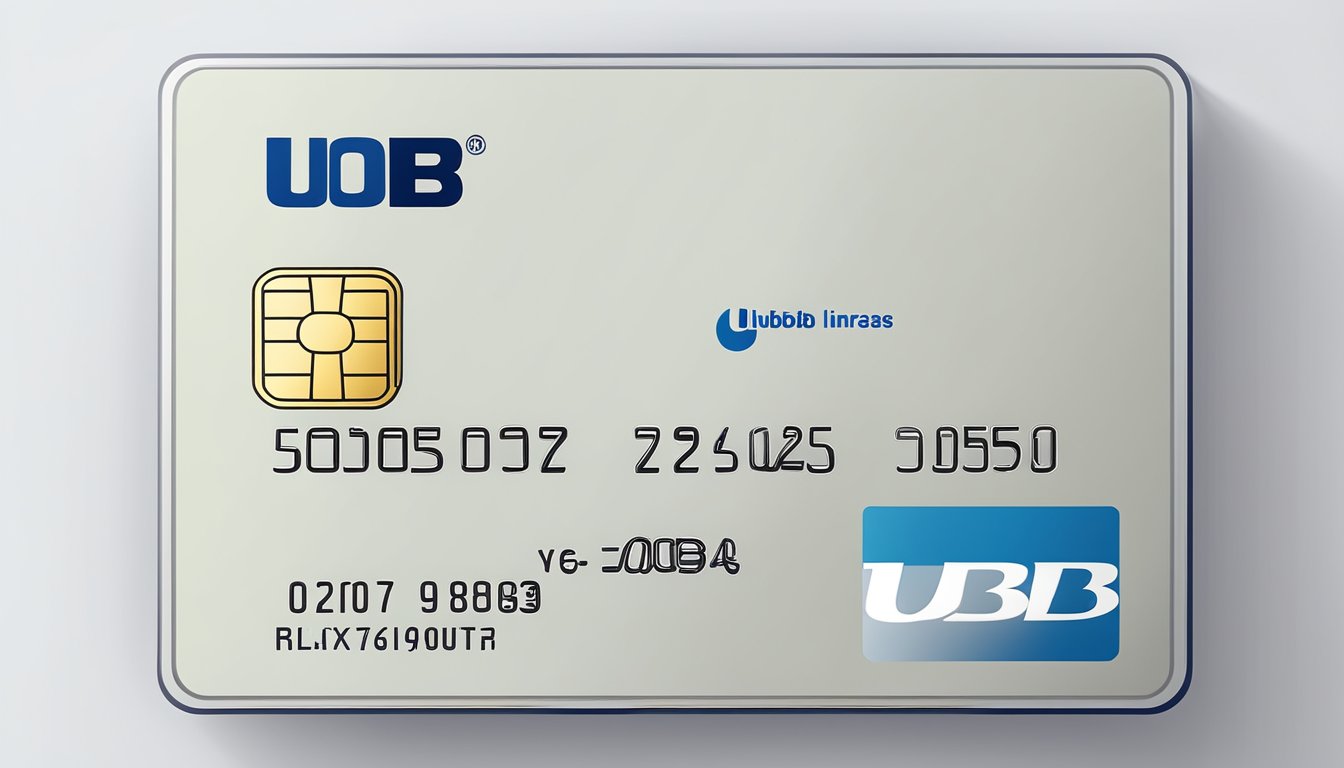 A credit card with "UOB" logo and a document listing eligibility and requirements for limit increase