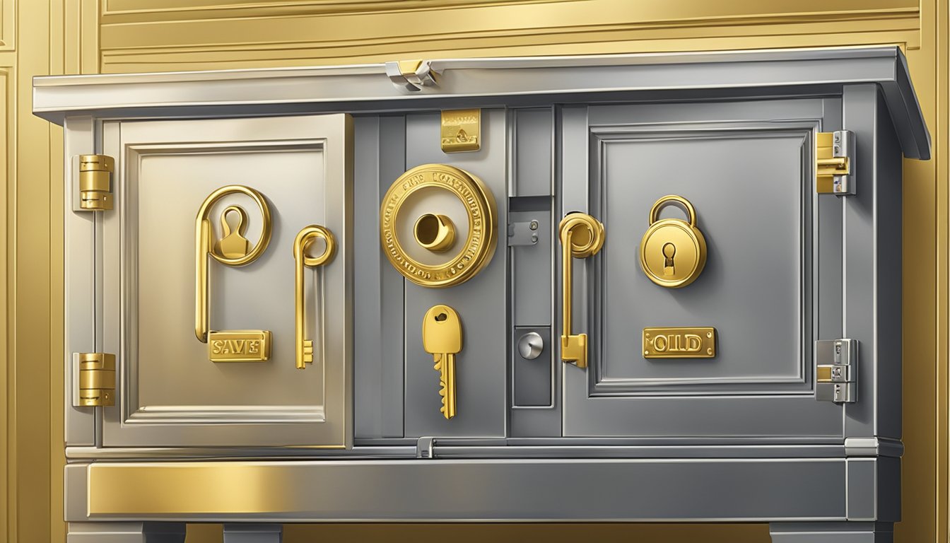 A golden key unlocking a silver vault labeled "UOB Gold Silver Savings Account Singapore."