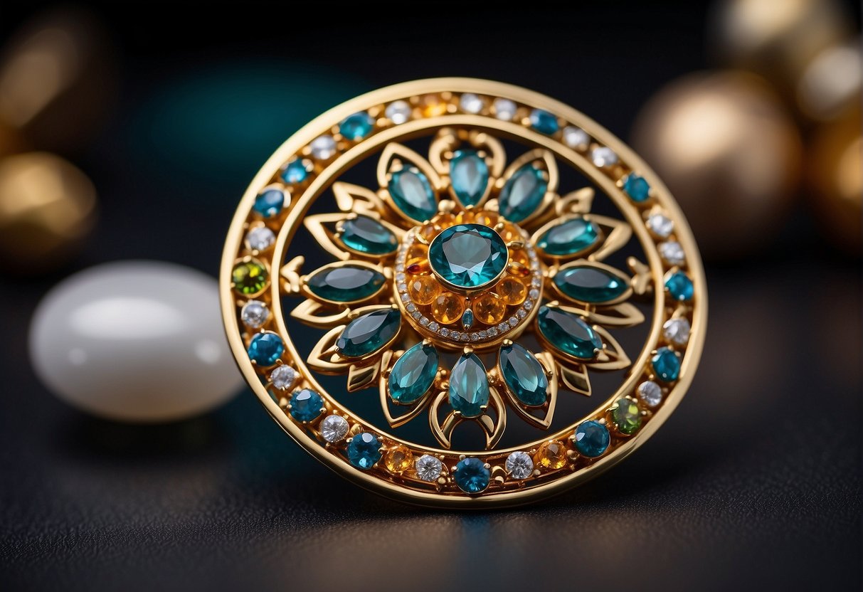 A brooch, originally a functional fastener, has evolved into a decorative accessory, often featuring intricate designs and precious gemstones