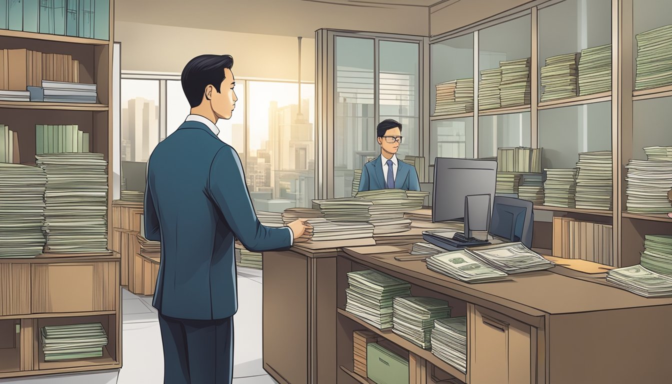 An illustration of a licensed moneylender in Singapore, following strict rules and regulations, unable to engage in unfair moneylending practices as per consumer protection and rights laws