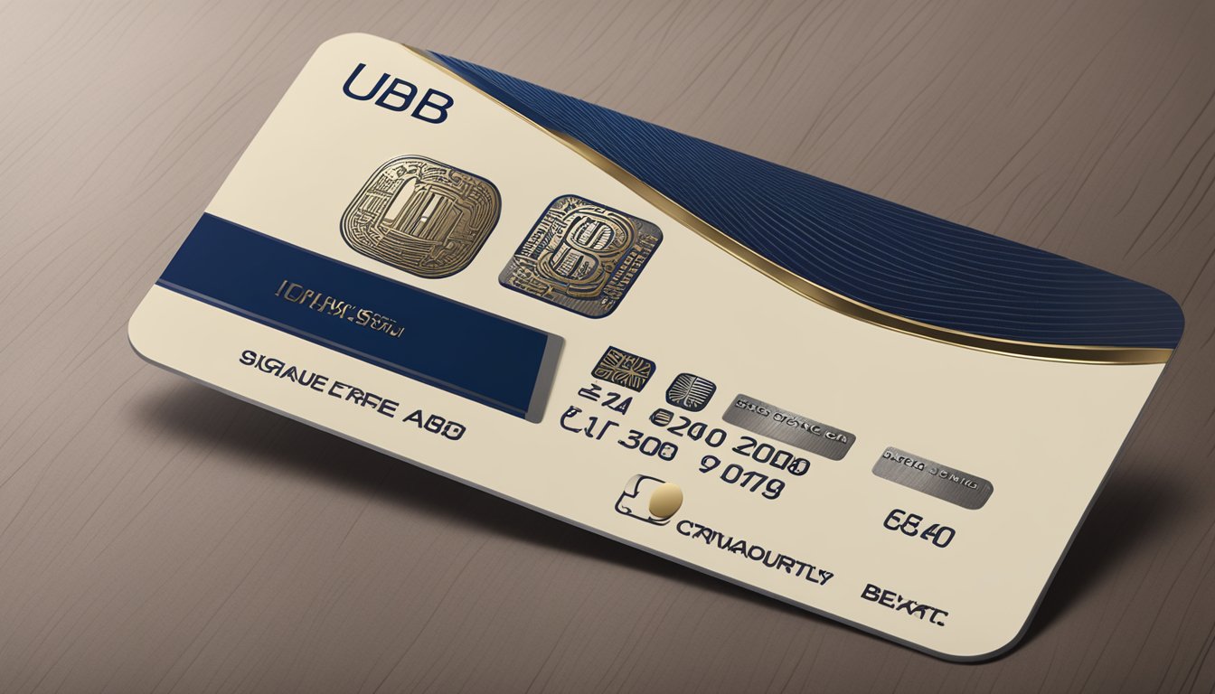 The UOB Signature Card features a sleek design with a prominent logo and metallic accents, emphasizing its premium status
