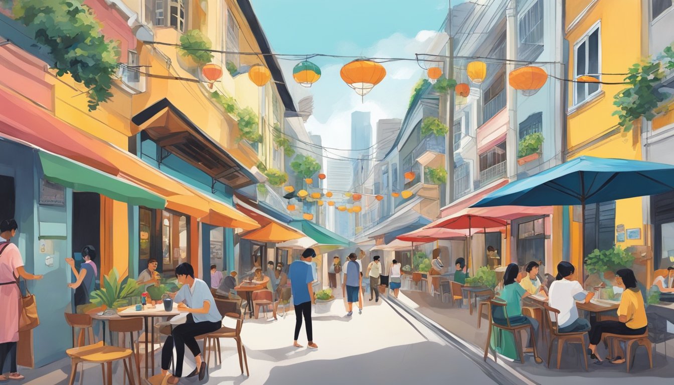 Vibrant cafes and street art fill the bustling alleys of Singapore's Arts and Culture Hotspots, attracting youth to gather and socialize