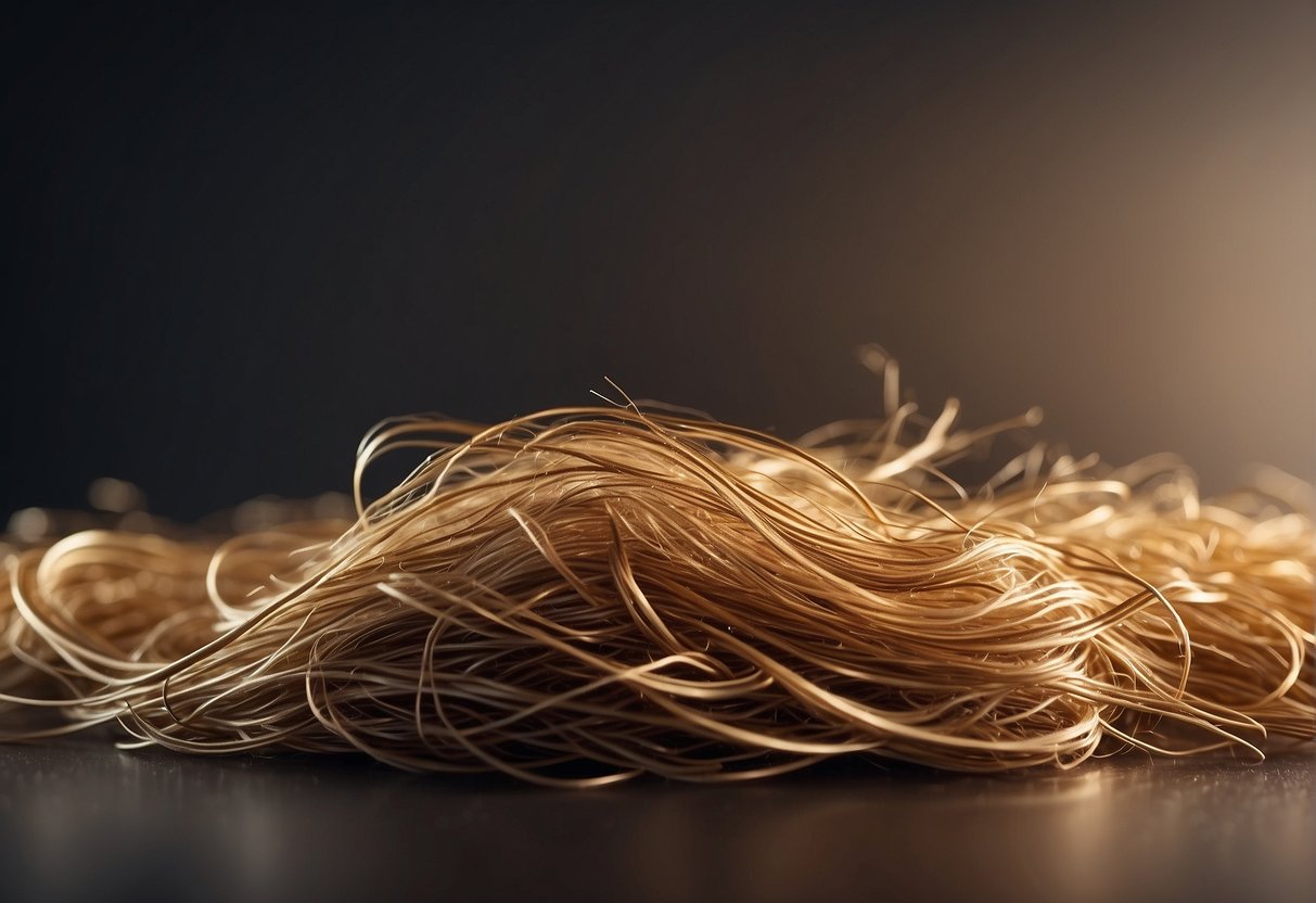 A pile of hair strands grows rapidly, representing the daily growth rate for an FAQ illustration