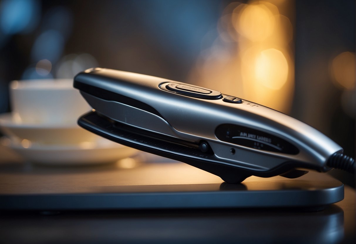 A hair straightener creating waves in hair. Heat, tension, and movement