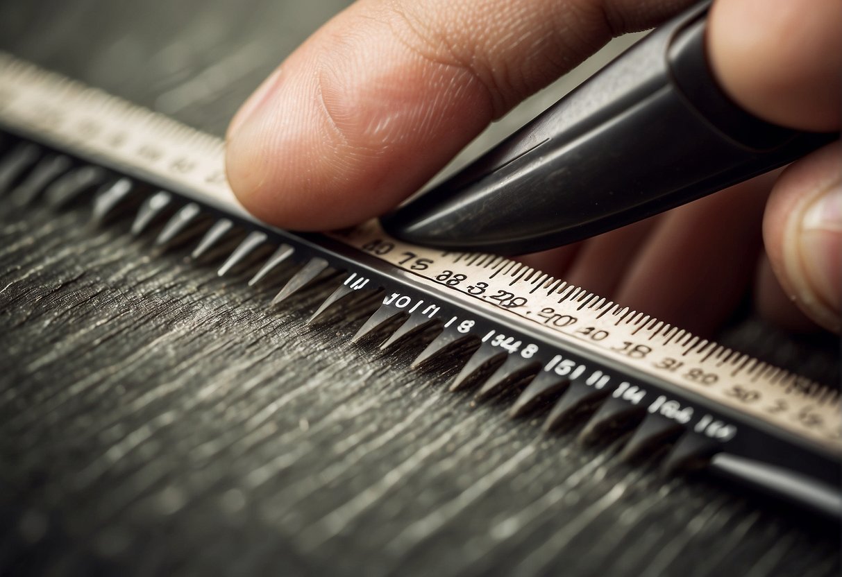 A ruler measuring hair growth over a year, with a graph showing average growth