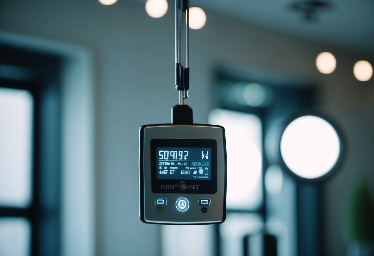 A price tag hanging from a hair transplant machine in a modern clinic setting