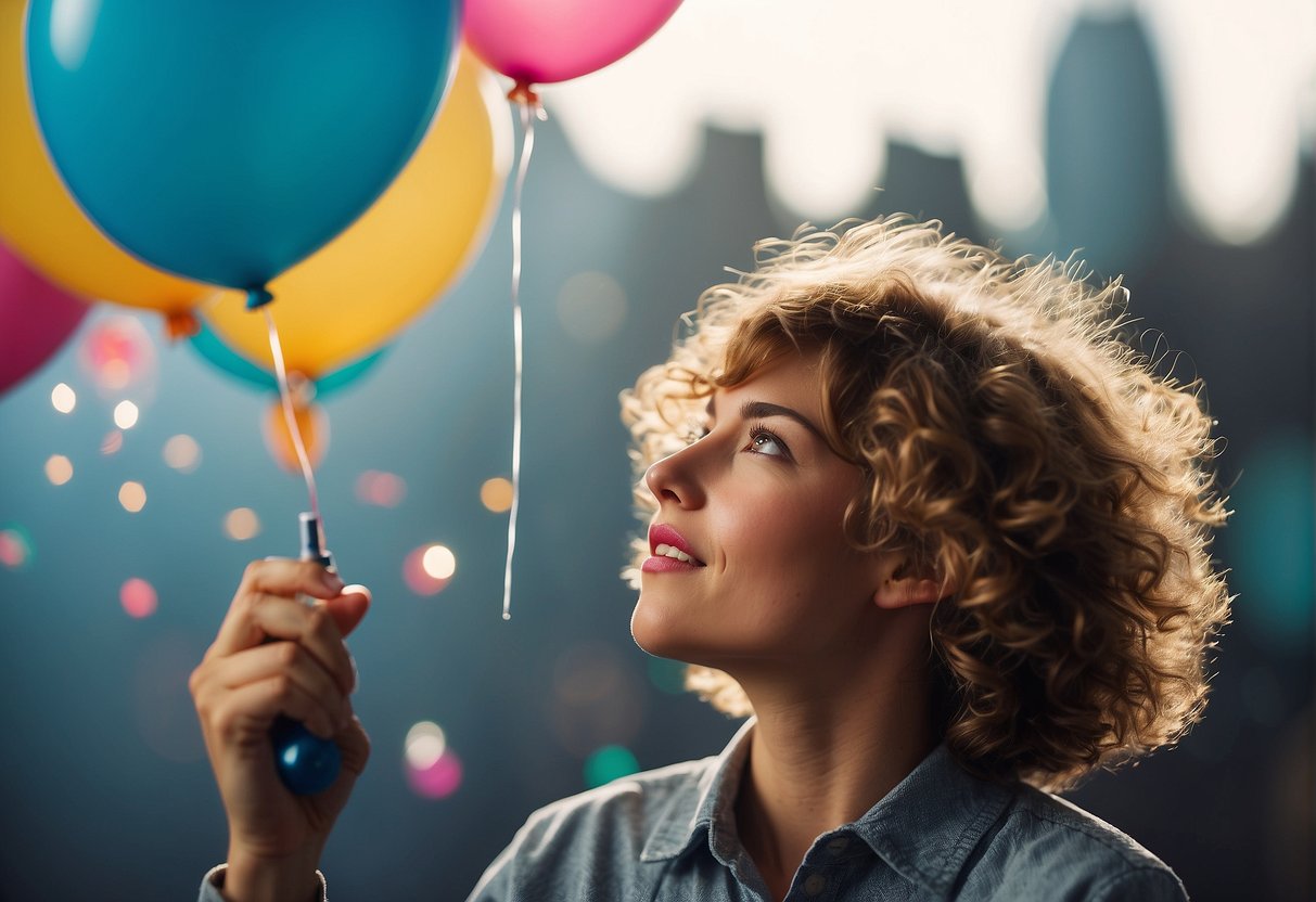 A hairbrush touching a balloon, releasing static electricity