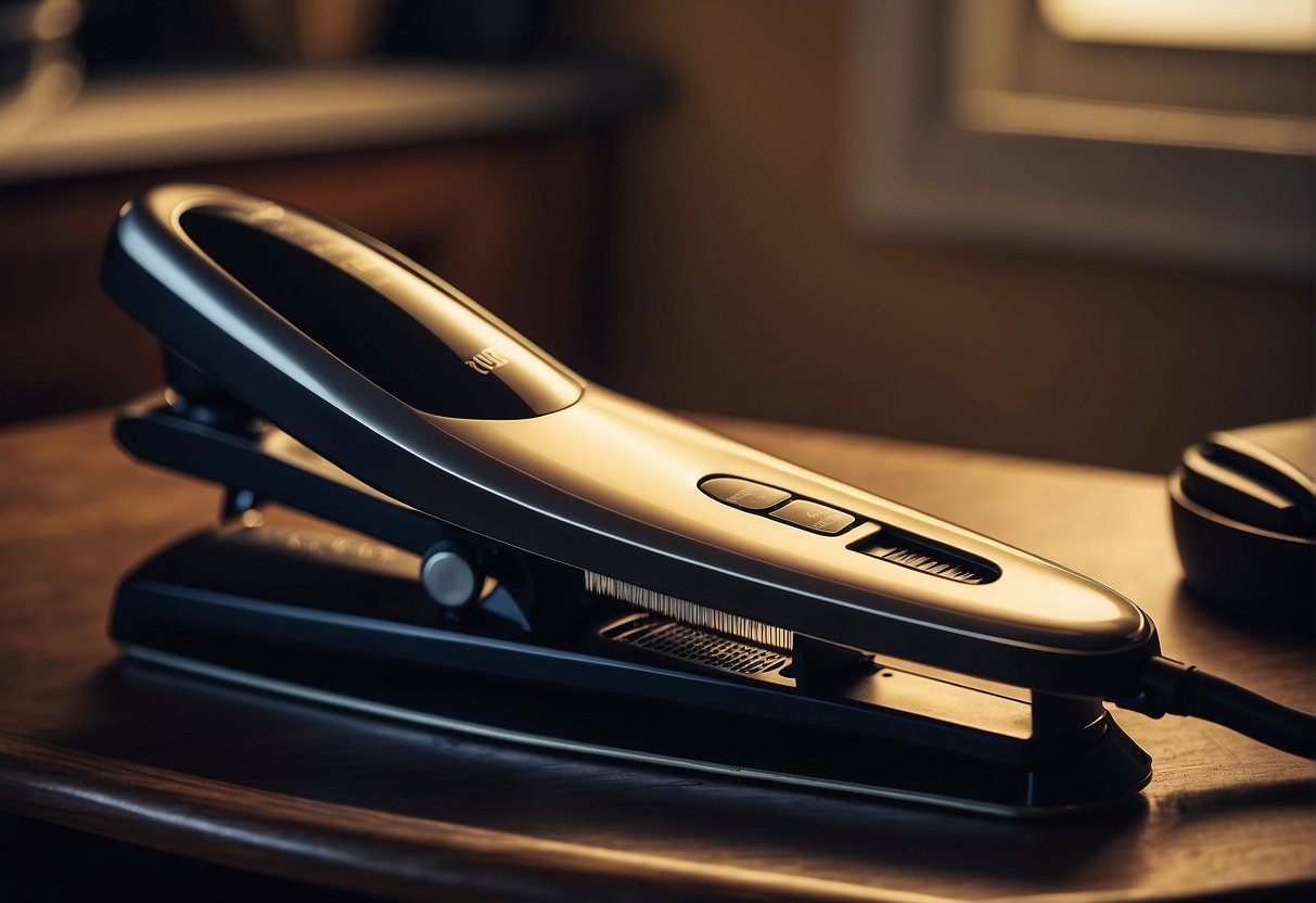 A flat iron set to the perfect temperature for straightening hair
