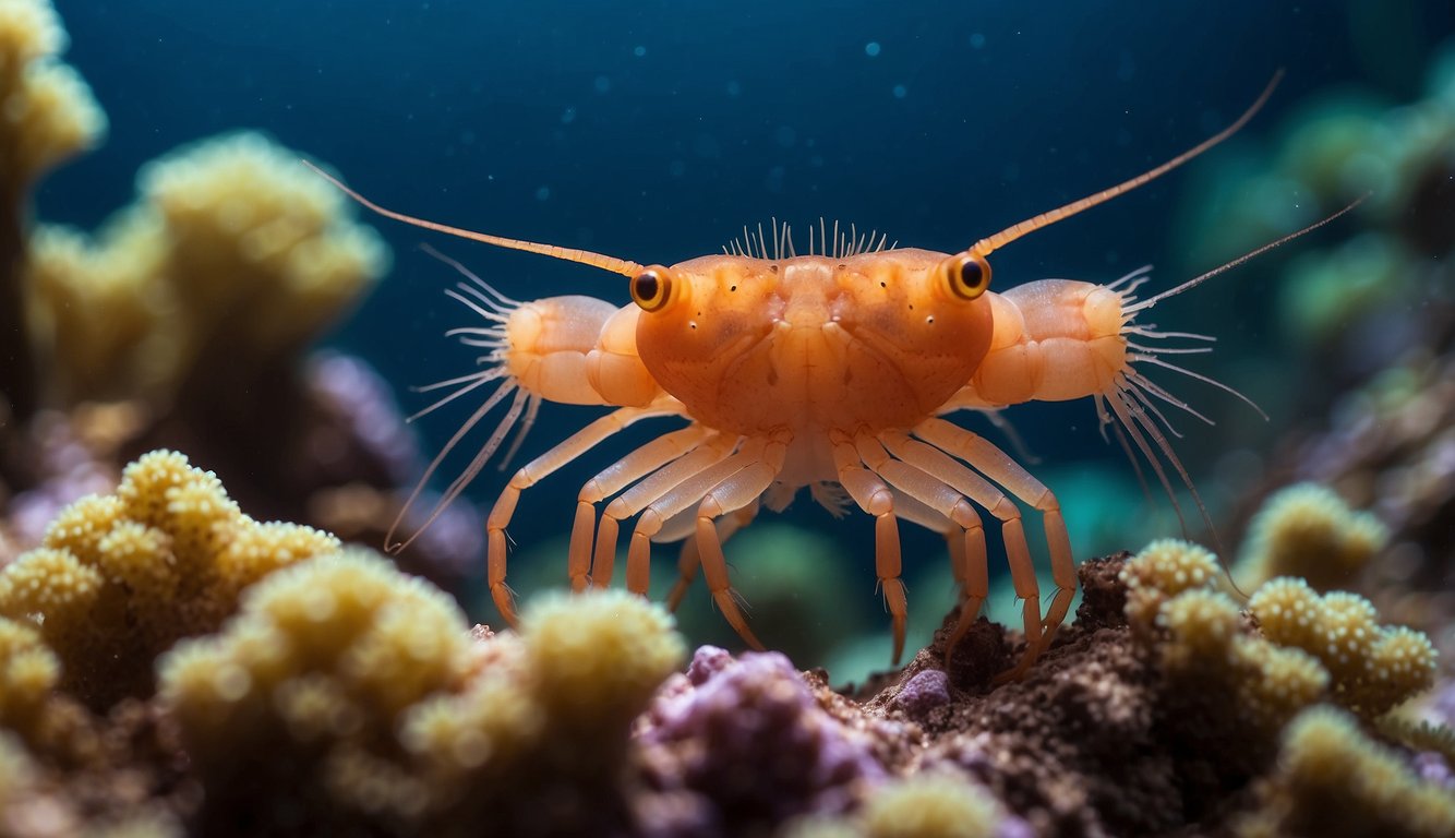 Mantle shrimps hide among vibrant coral, blending in seamlessly.

They peek out from their intricate, secret hideouts, surrounded by colorful marine life