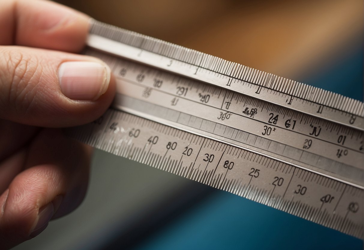A ruler measuring hair length with a minimum of 20 cm for donation