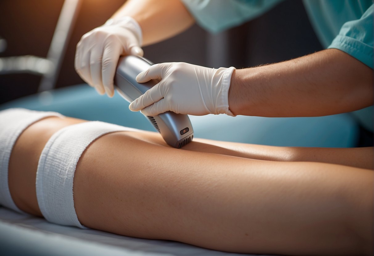 A laser hair removal process with visible hair reduction after multiple sessions