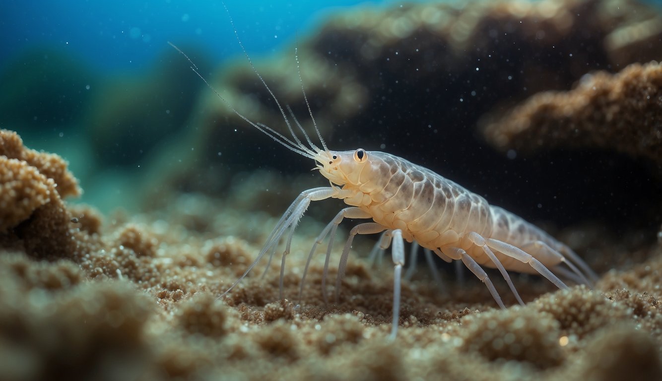 Ghost shrimps burrow in sandy ocean floor, unseen but vital to ecosystem.

Other marine creatures rely on their digging for shelter and food