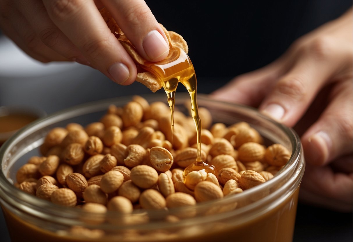 A person using oil or peanut butter to remove gum from hair