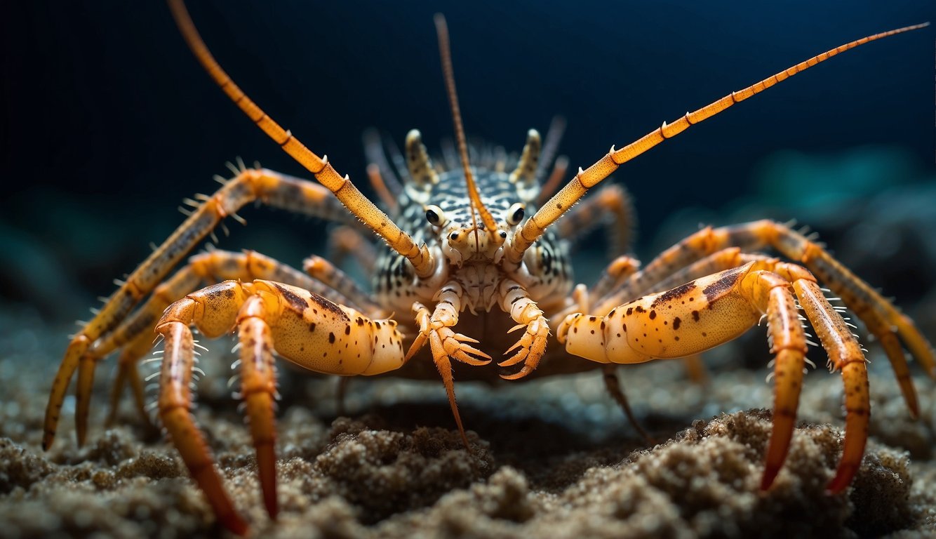 A spiny lobster molts its exoskeleton, revealing its soft body underneath.

It grows and matures, eventually reaching a lifespan of up to 50 years