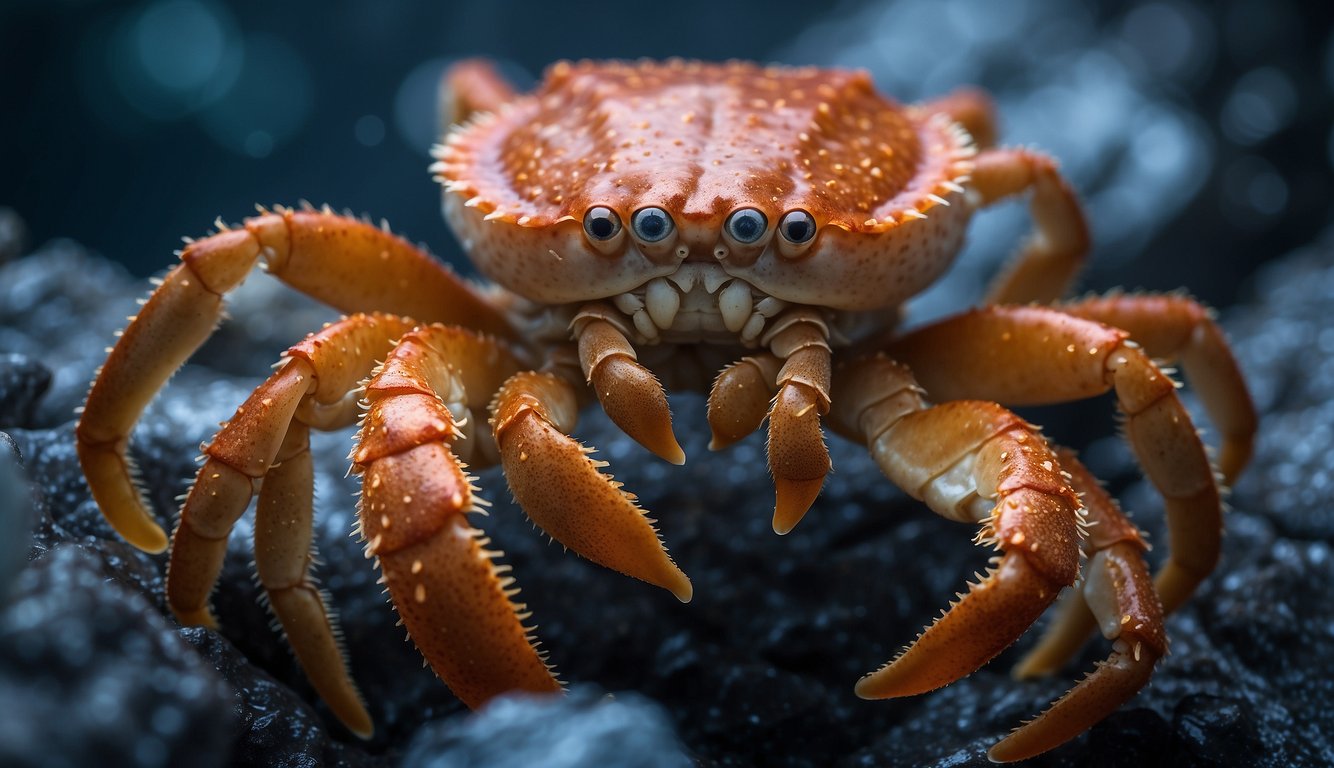 King crabs roam the icy depths of the Arctic seas, their massive claws ready to seize any prey in their path.

The cold, dark waters are their domain, where they reign as the royalty of the ocean floor
