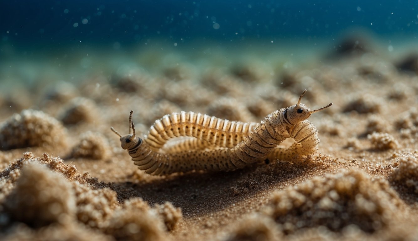 Acorn worms burrow into sandy ocean floor, feeding on organic matter and filtering sediment for nutrients.

They play a crucial role in marine ecosystems as detritivores and contribute to nutrient cycling